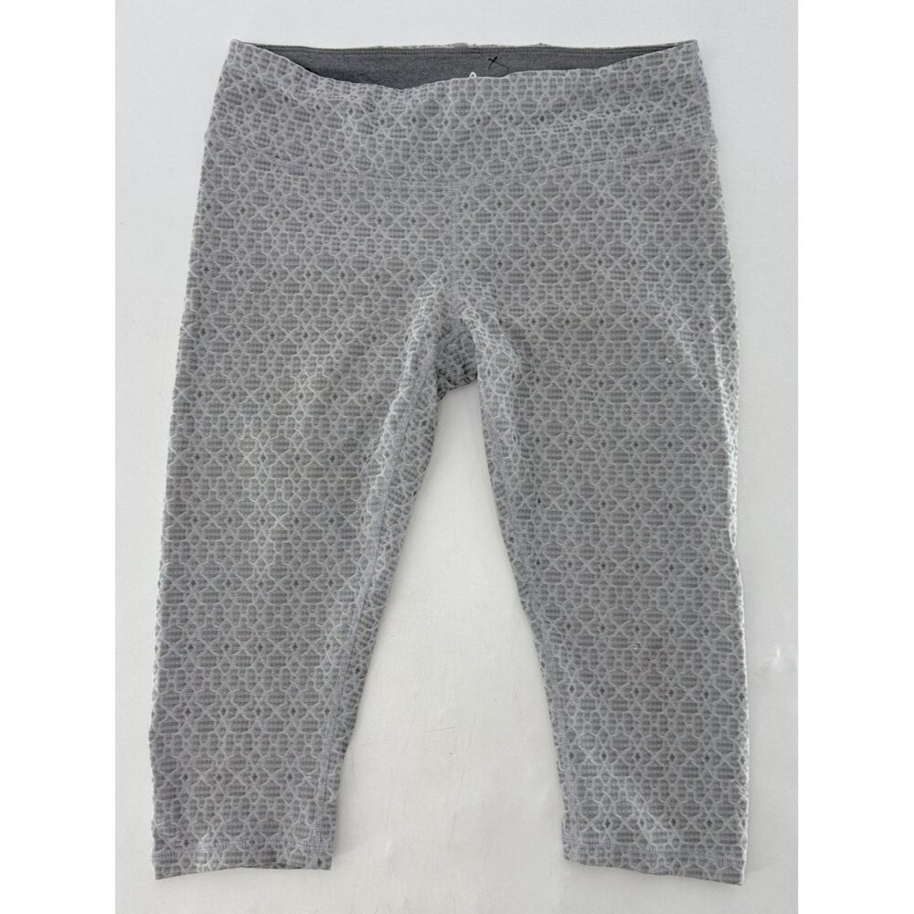 prAna Gray Textured Gray Patterned Cropped Capri Yoga Pants Activewear Sz M Boho